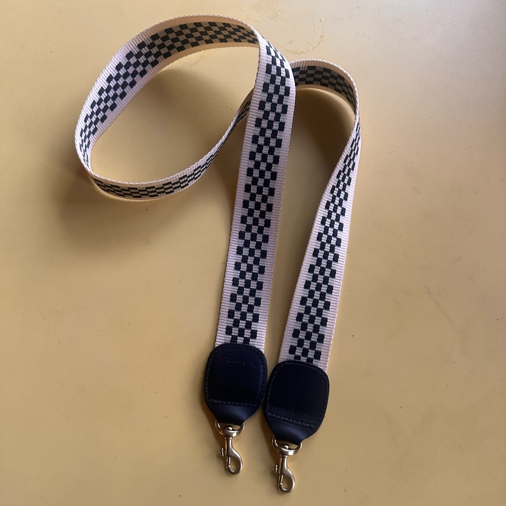 Clare V Black and Cream Checkered Strap